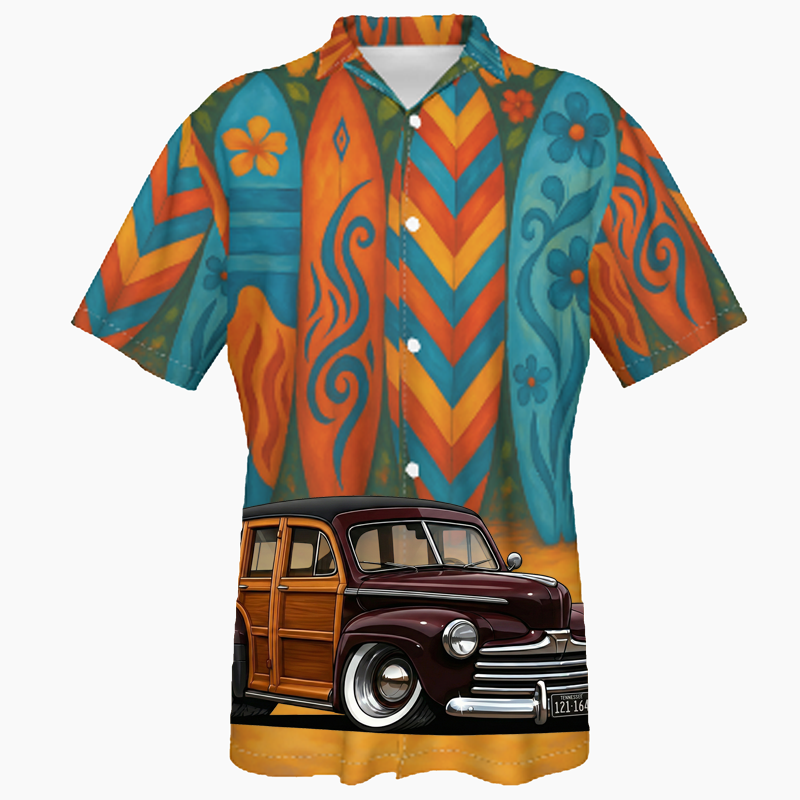 121164 (CA) Hawaiian Shirt - Surfboard