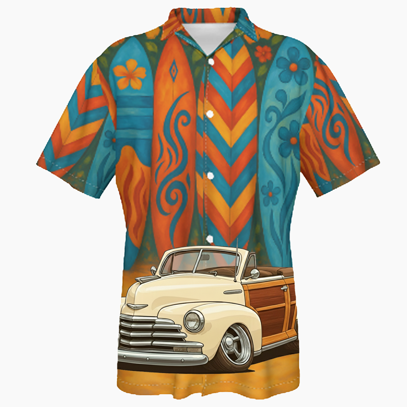 1248WUD (CA) Hawaiian Shirt - Surfboard