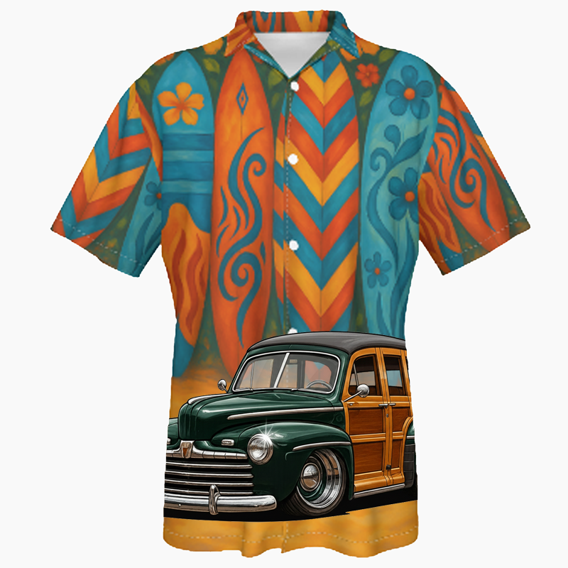 1A507 (CA) Hawaiian Shirt - Surfboard