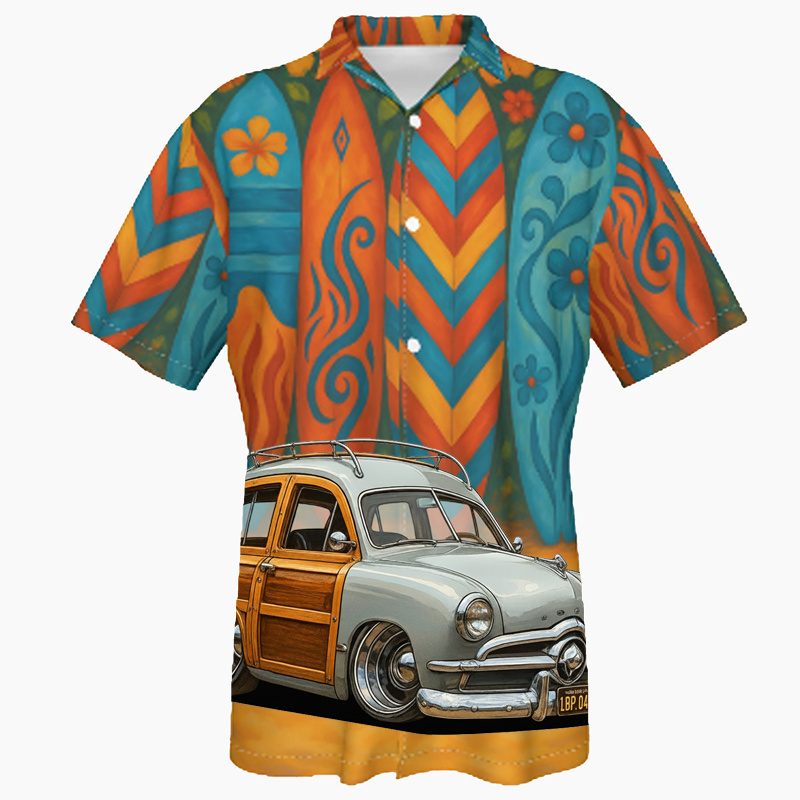 1BP043 (CA) Hawaiian Shirt - Surfboard