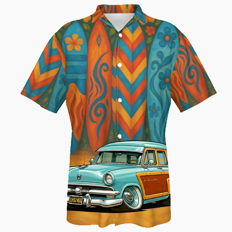 1H52466 (CA) Hawaiian Shirt - Surfboard