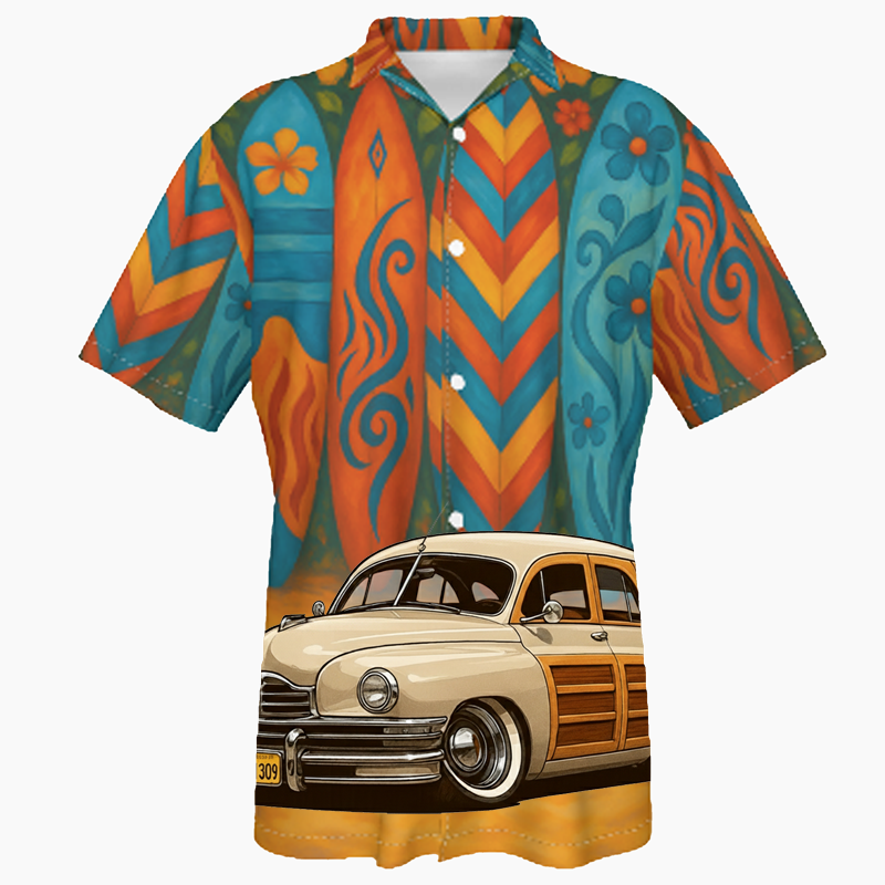 1LNM309 (CA) Hawaiian Shirt - Surfboard