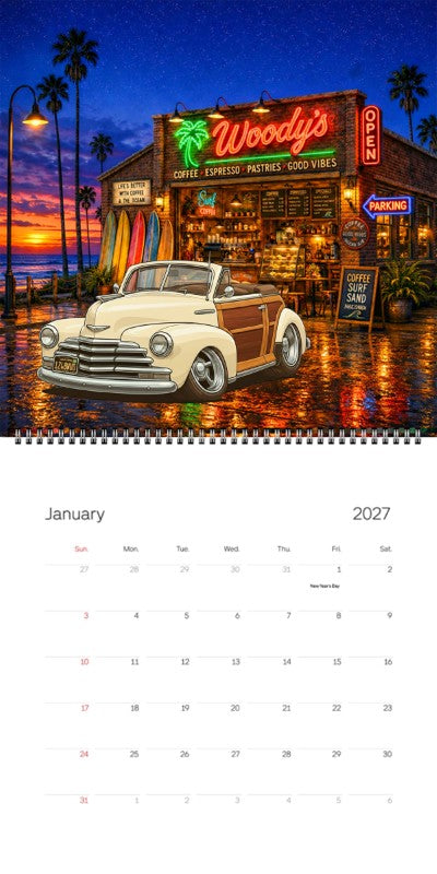 2027 Woodie Neon Calendar 1248WUD-CA