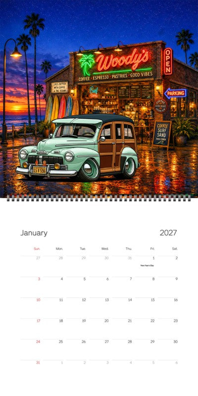 2027 Woodie Neon Calendar 15V596-CA