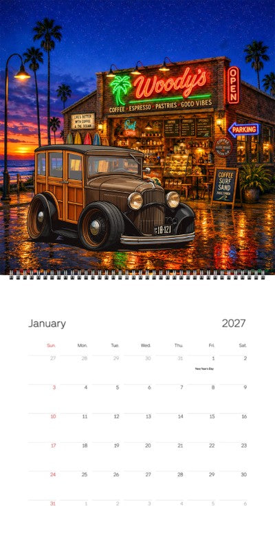 2027 Woodie Neon Calendar 18121-UT