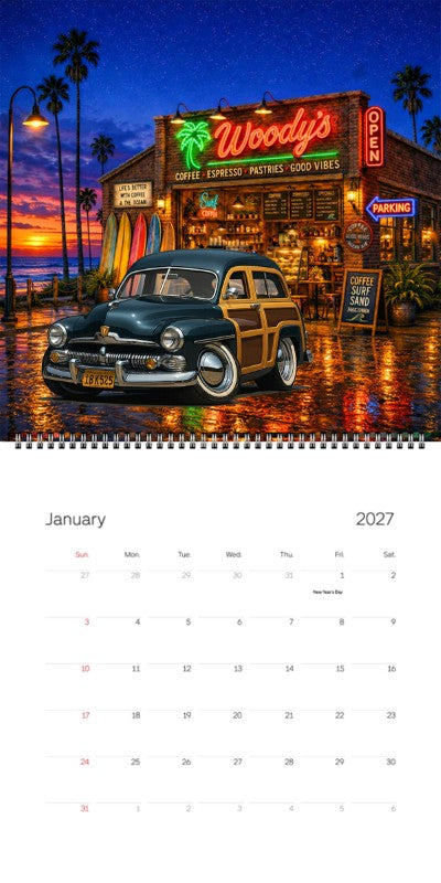 2027 Woodie Neon Calendar 18K525-CA