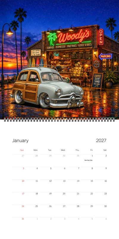 2027 Woodie Neon Calendar 1BP043-CA