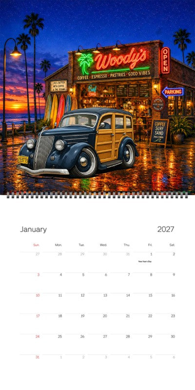 2027 Woodie Neon Calendar 1S3773-CA