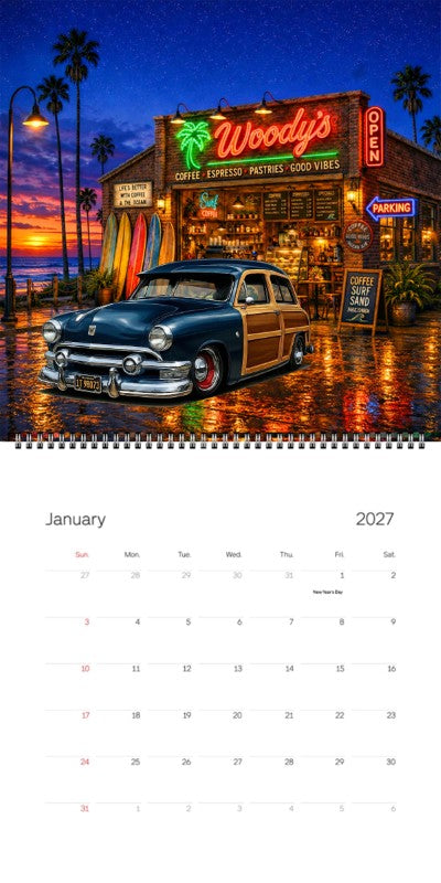2027 Woodie Neon Calendar 1T98073-CA