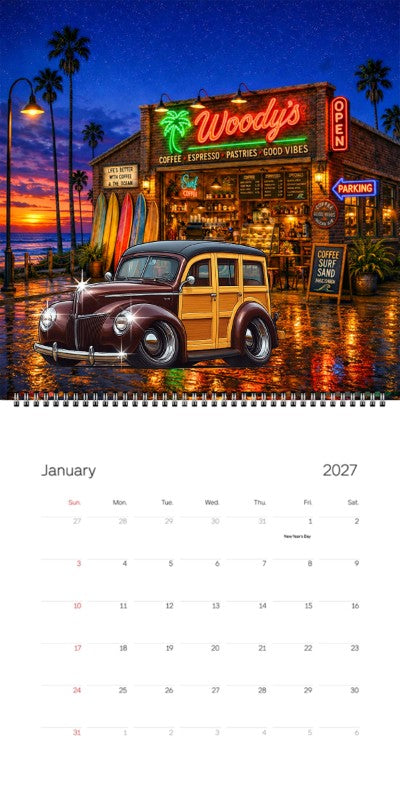 2027 Woodie Neon Calendar 200005-XX