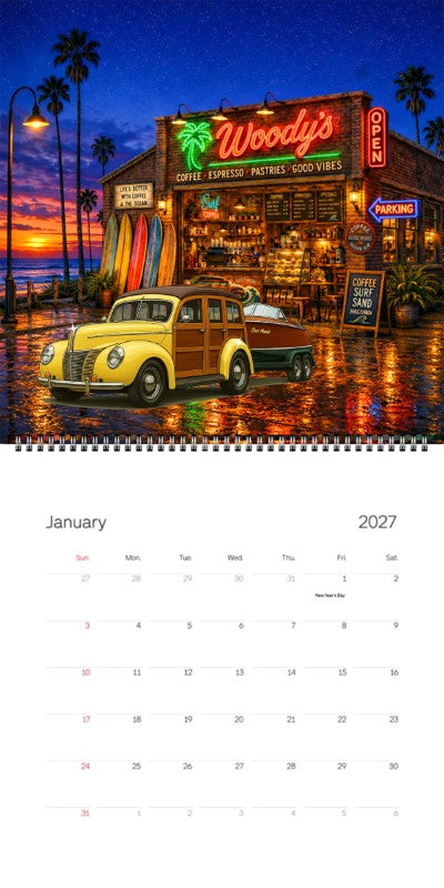 2027 Woodie Neon Calendar 200006-XX