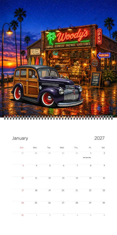 2027 Woodie Neon Calendar 200007-XX