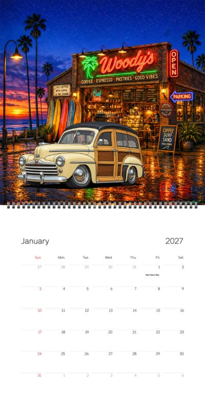 2027 Woodie Neon Calendar 200011-XX