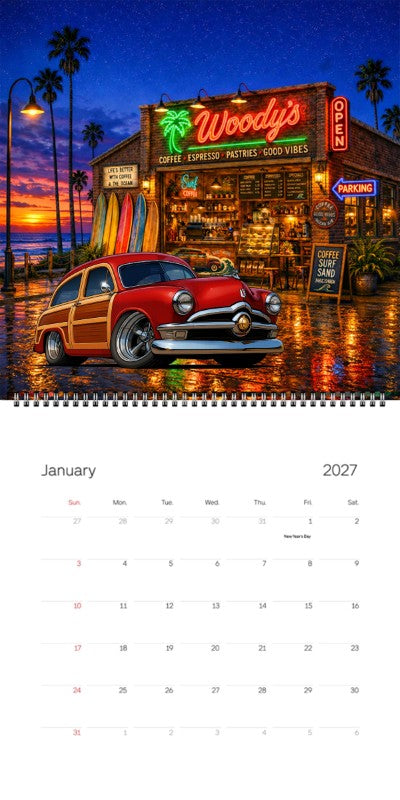 2027 Woodie Neon Calendar 200016-XX