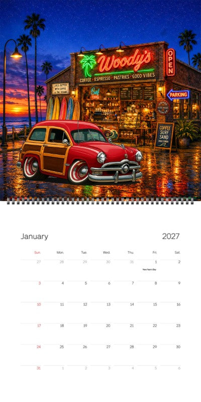 2027 Woodie Neon Calendar 200018-XX