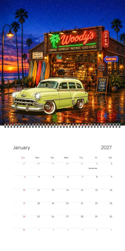 2027 Woodie Neon Calendar 200020-XX