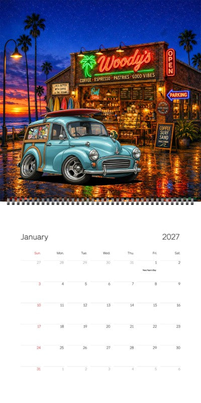 2027 Woodie Neon Calendar 200022-XX