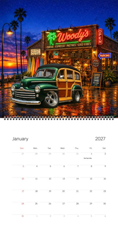 2027 Woodie Neon Calendar 2DSHORE-CA