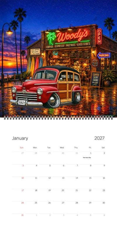 2027 Woodie Neon Calendar 2EQH477-CA