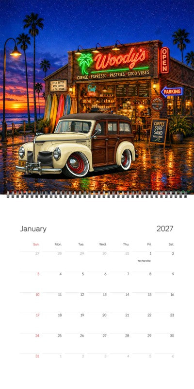 2027 Woodie Neon Calendar 2L14664-CA