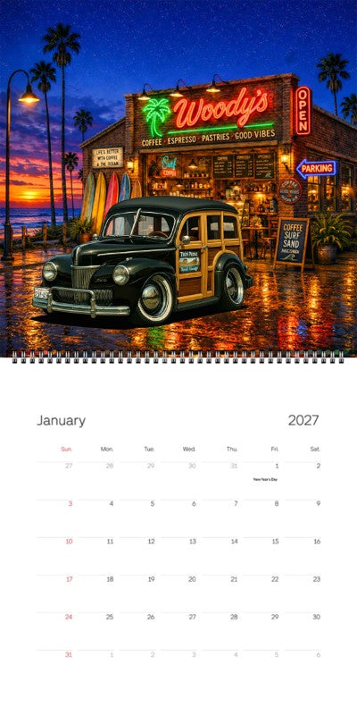 2027 Woodie Neon Calendar 2NTV291-CA