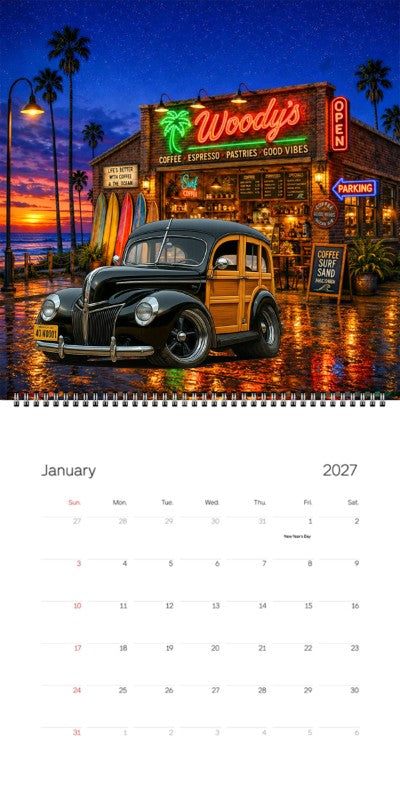 2027 Woodie Neon Calendar 40WOODI-CA