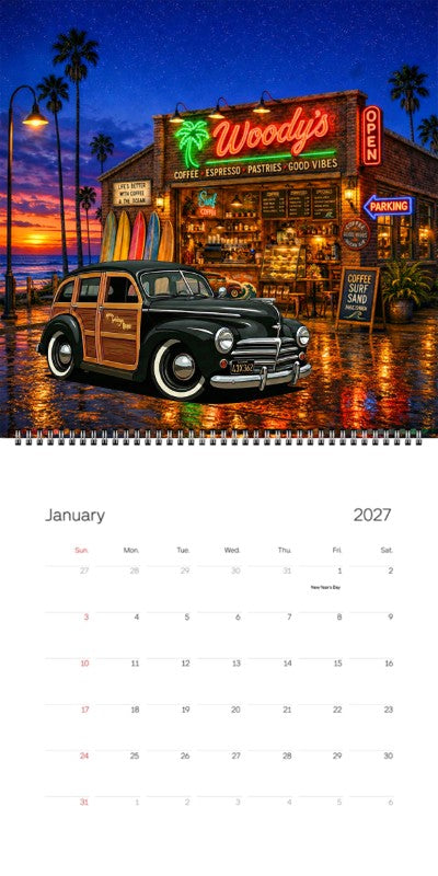 2027 Woodie Neon Calendar 43X362-CA