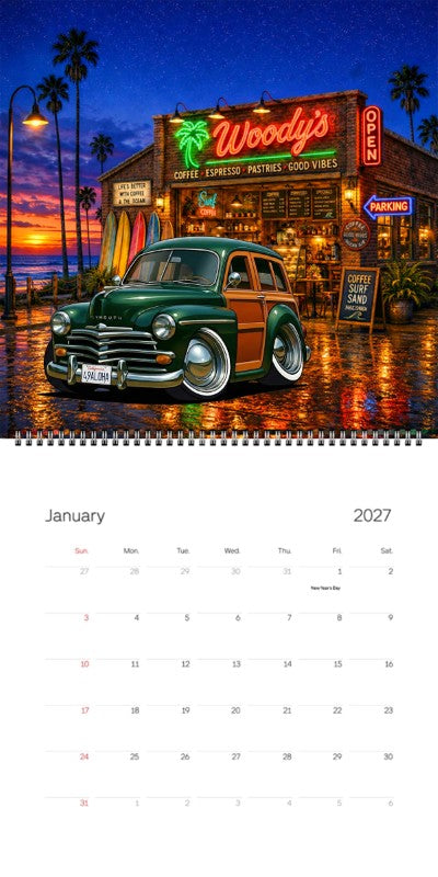 2027 Woodie Neon Calendar 49ALOHA-CA