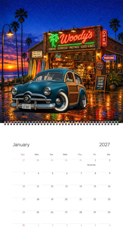 2027 Woodie Neon Calendar 49WDY-CA