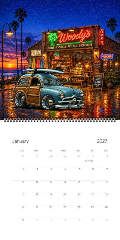 2027 Woodie Neon Calendar 49WUDEE-CA