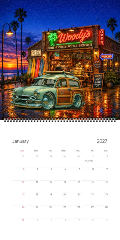 2027 Woodie Neon Calendar 4A41040-CA