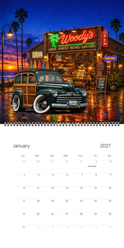 2027 Woodie Neon Calendar 4ERP909-CA
