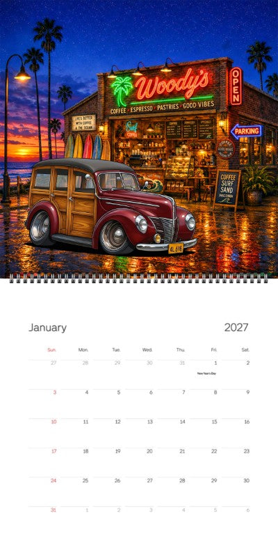 2027 Woodie Neon Calendar 4L618-CA