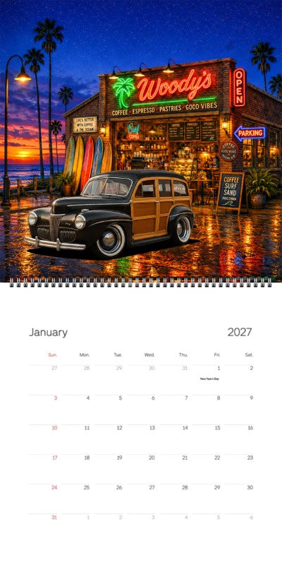 2027 Woodie Neon Calendar 4PUN873-CA