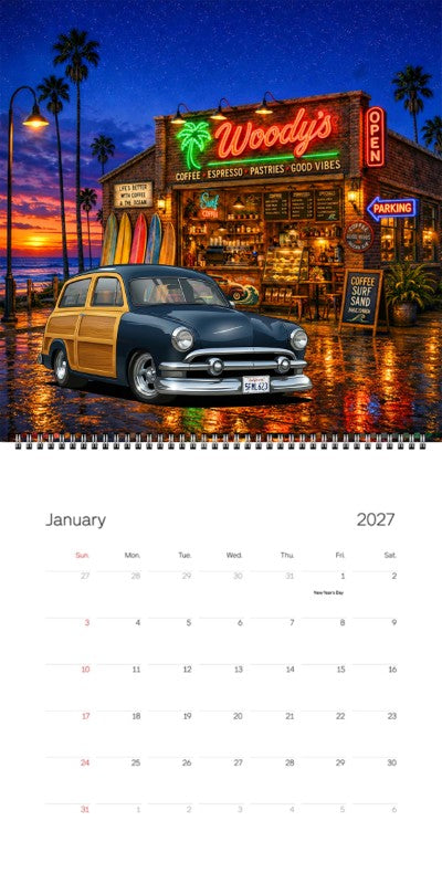 2027 Woodie Neon Calendar 5FML623-CA
