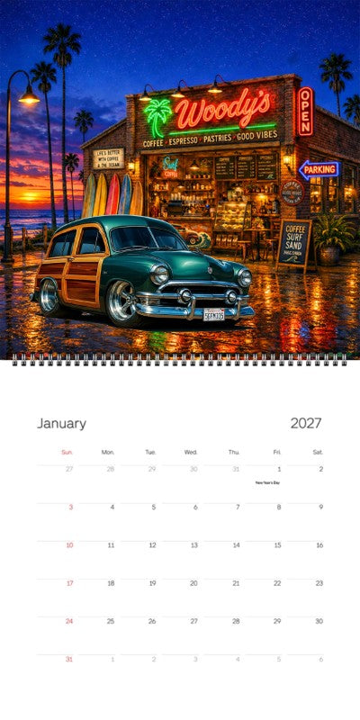 2027 Woodie Neon Calendar 5GFM335-CA
