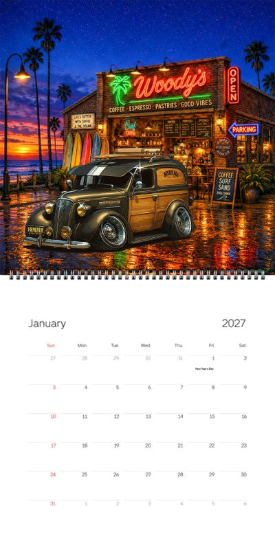 2027 Woodie Neon Calendar 5VBP544-CA