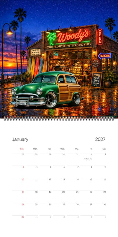 2027 Woodie Neon Calendar 5VRL586-CA