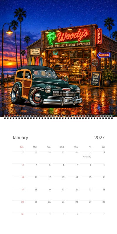 2027 Woodie Neon Calendar 5WOV731-CA