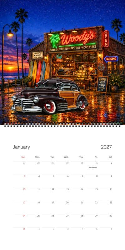 2027 Woodie Neon Calendar 61L519-CA