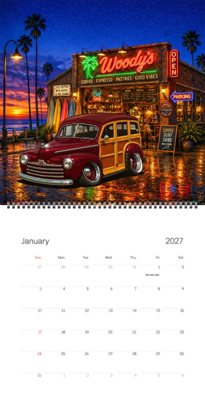 2027 Woodie Neon Calendar 6H6351-CA