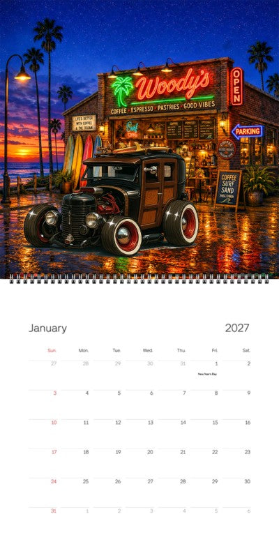 2027 Woodie Neon Calendar 6NNY186-CA