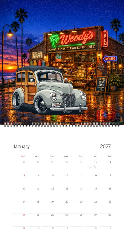 2027 Woodie Neon Calendar 6VYD728-CA