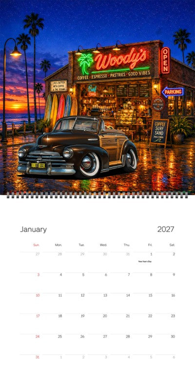 2027 Woodie Neon Calendar 7ELA466-CA