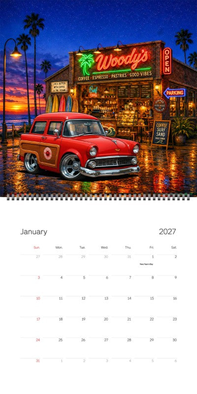 2027 Woodie Neon Calendar 7FAM111-CA