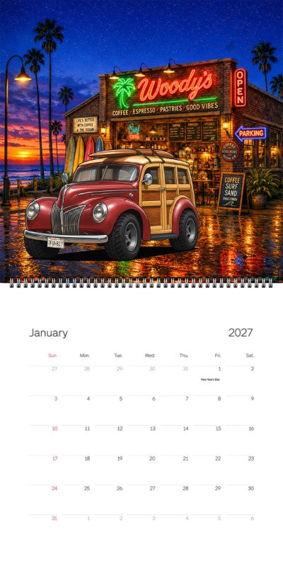 2027 Woodie Neon Calendar 7FUH827-CA