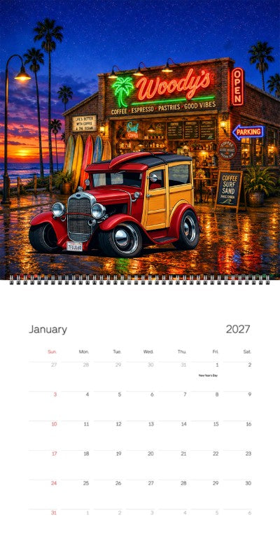 2027 Woodie Neon Calendar 7FUJ160-CA