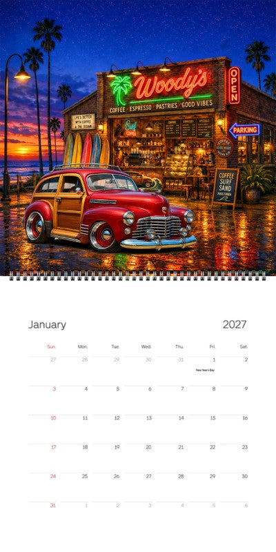 2027 Woodie Neon Calendar 7HIB186-CA