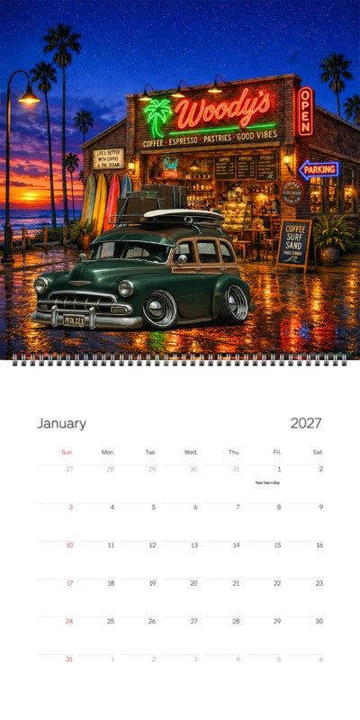 2027 Woodie Neon Calendar 7KOL223-CA