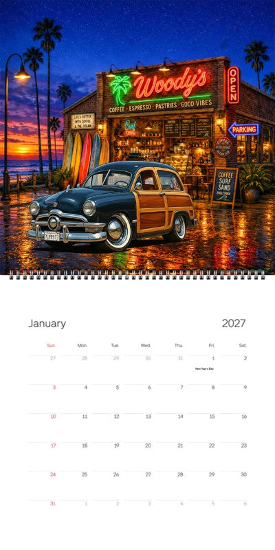 2027 Woodie Neon Calendar 7LPP977-CA